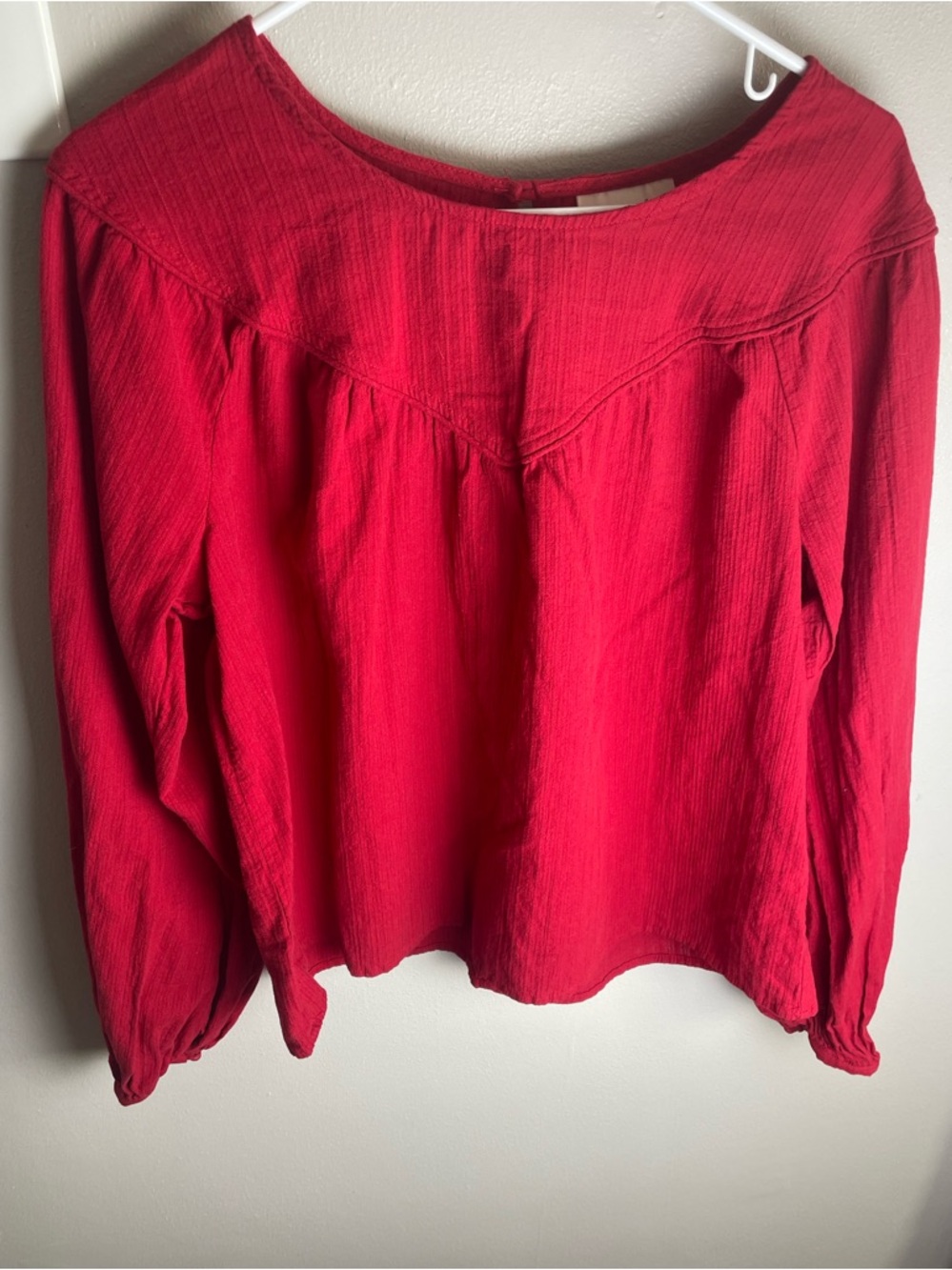 Universal Thread 100% Red Long-Sleeve Peasant Top